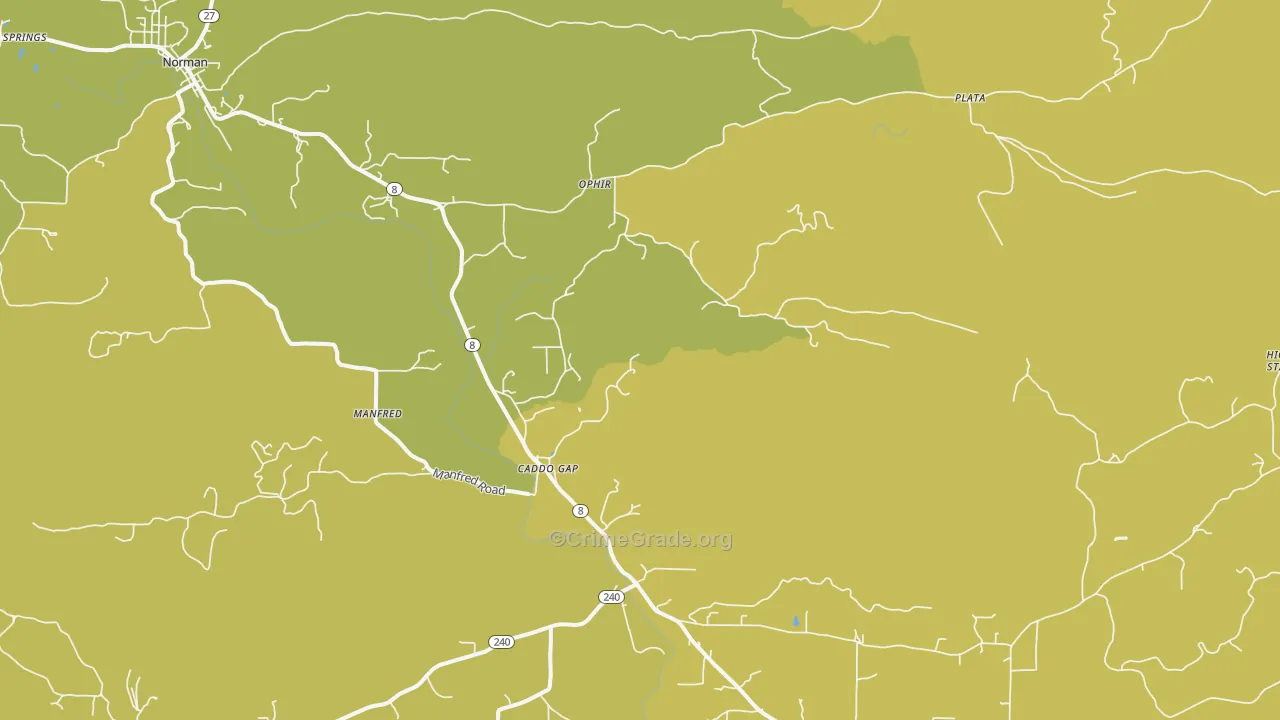 Manfred, AR Map of Burglary Rates