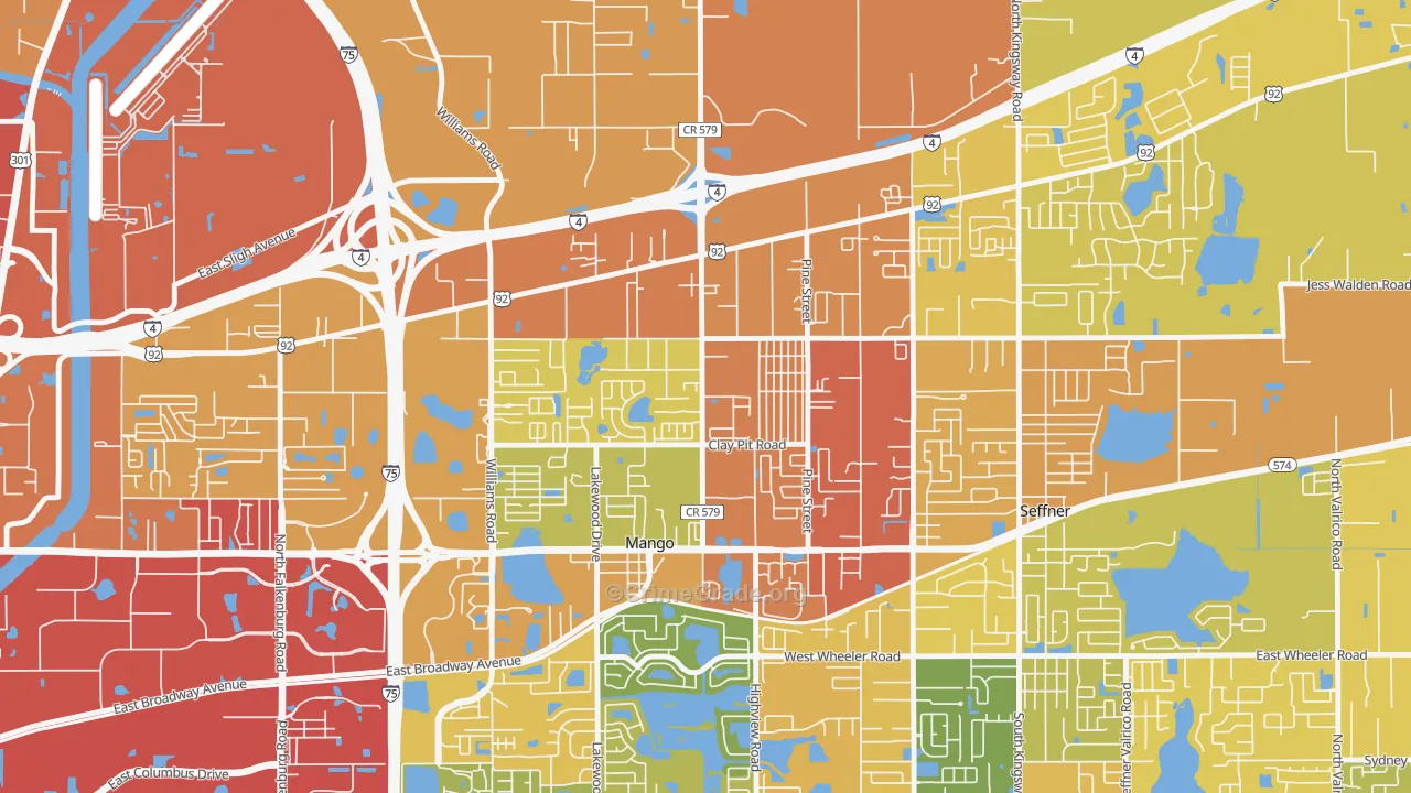 Mango, FL Map of Burglary Rates