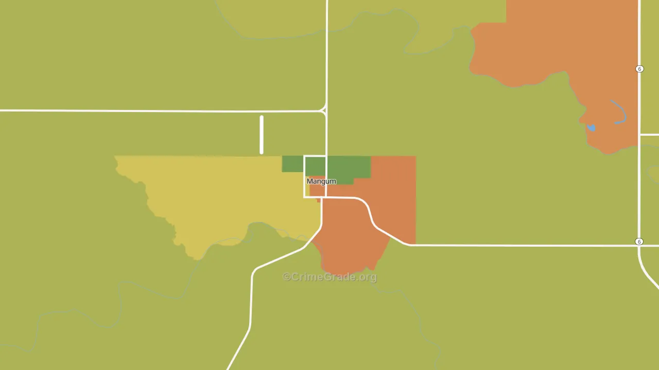 Mangum, OK Map of Burglary Rates
