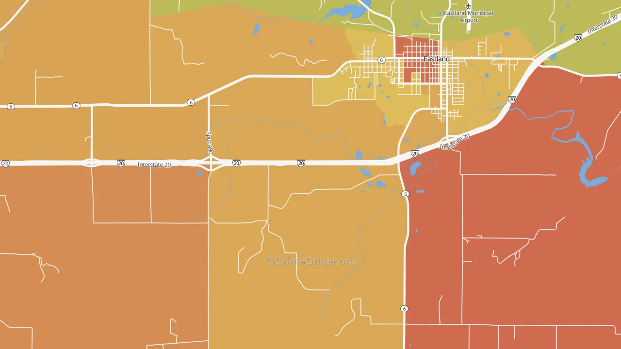 Mangum, TX Map of Burglary Rates