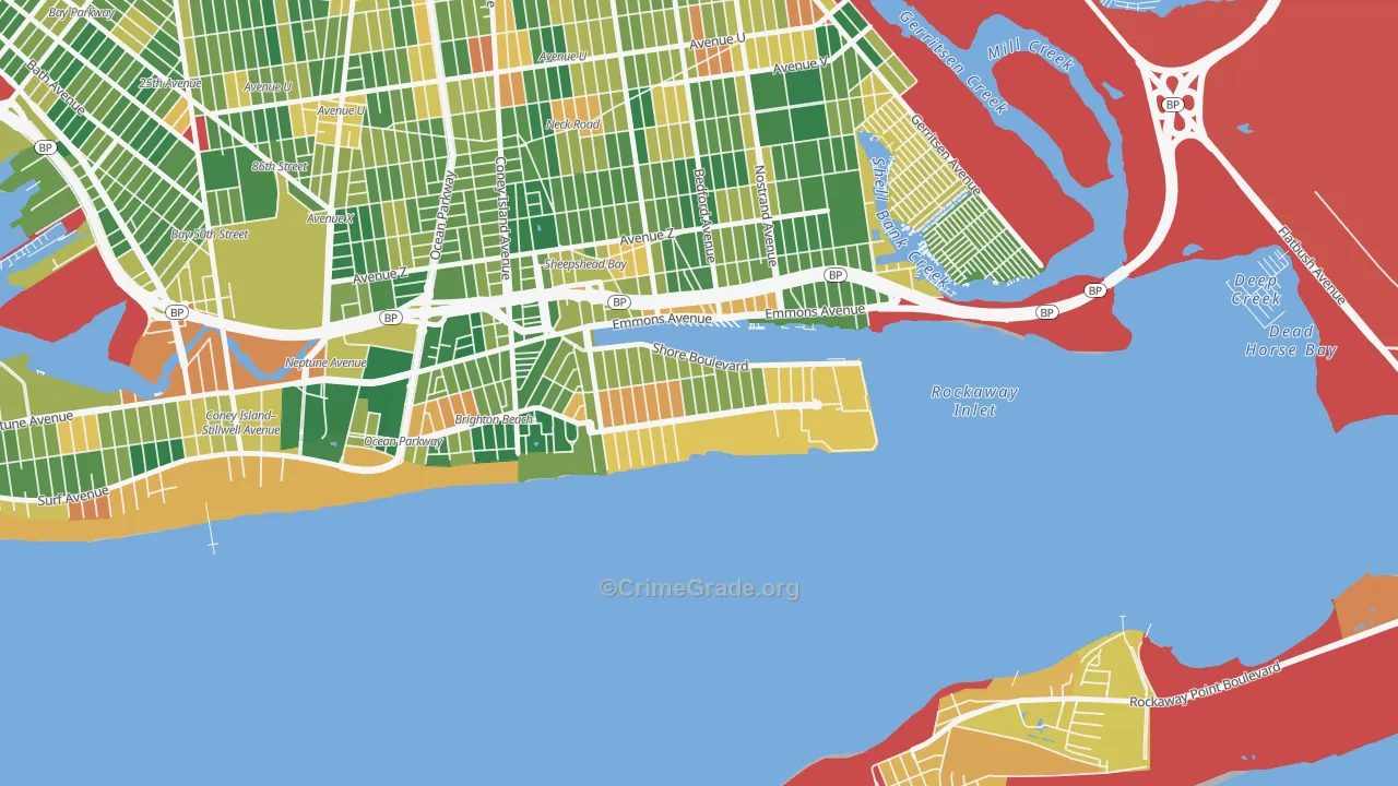 Manhattan Beach, Brooklyn, NY Map of Burglary Rates