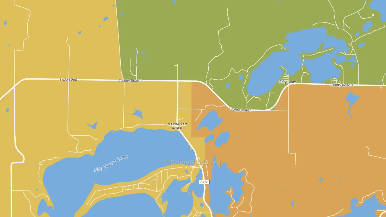 Manhattan Beach, MN Map of Burglary Rates