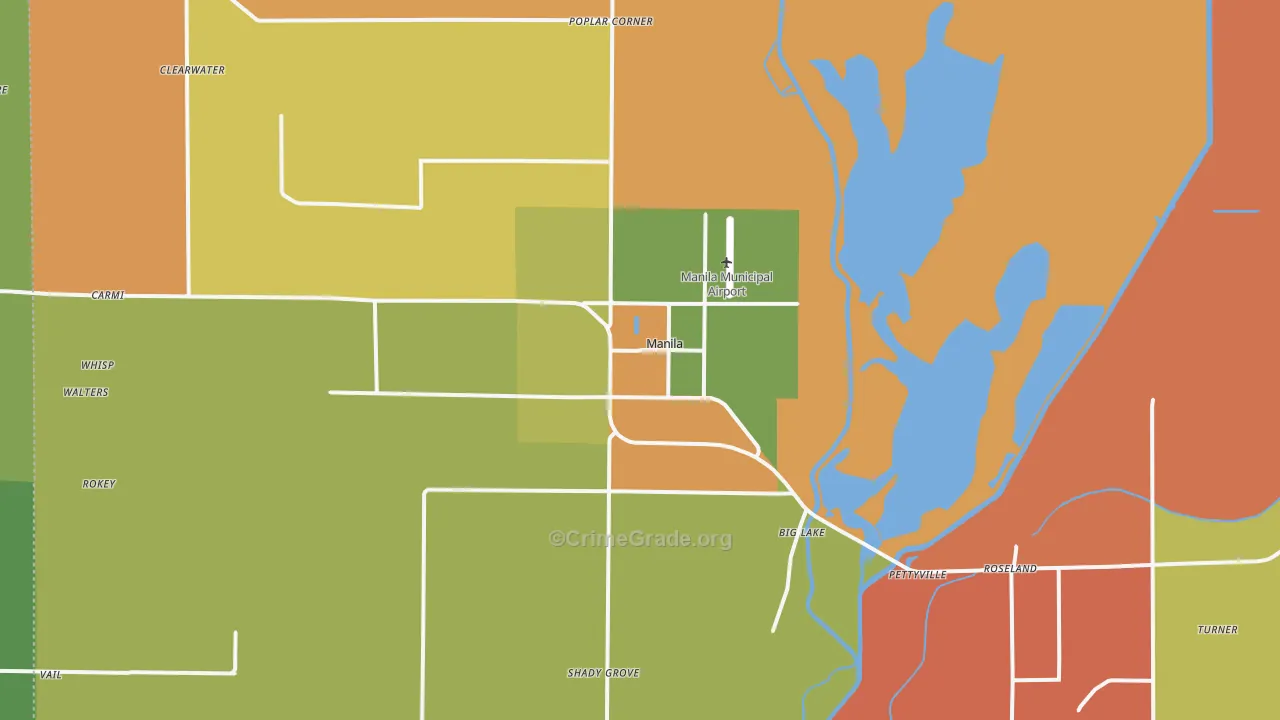 Manila, AR Map of Burglary Rates