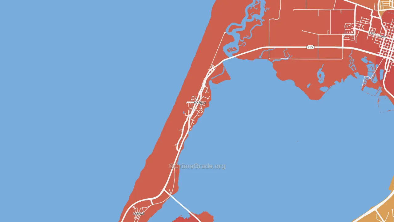 Manila, CA Map of Burglary Rates
