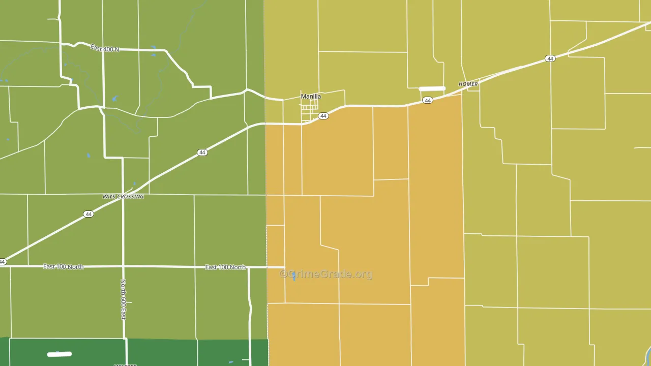 Manilla, IN Map of Burglary Rates