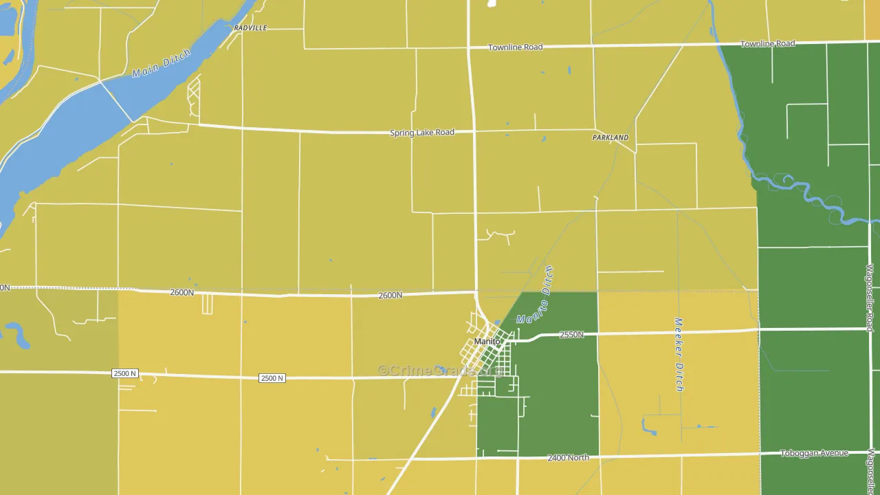 Manito, IL Map of Burglary Rates