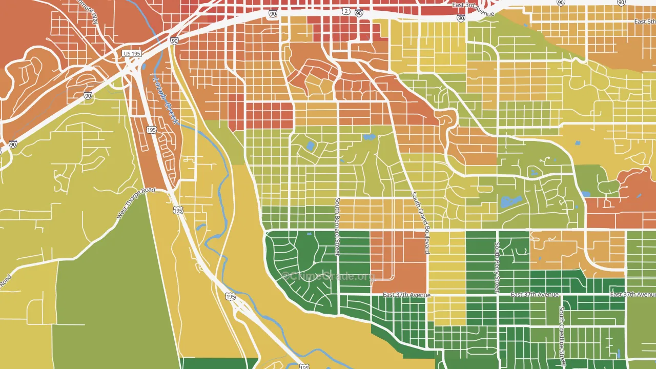 Manitocannon Hill, Spokane, WA Map of Burglary Rates