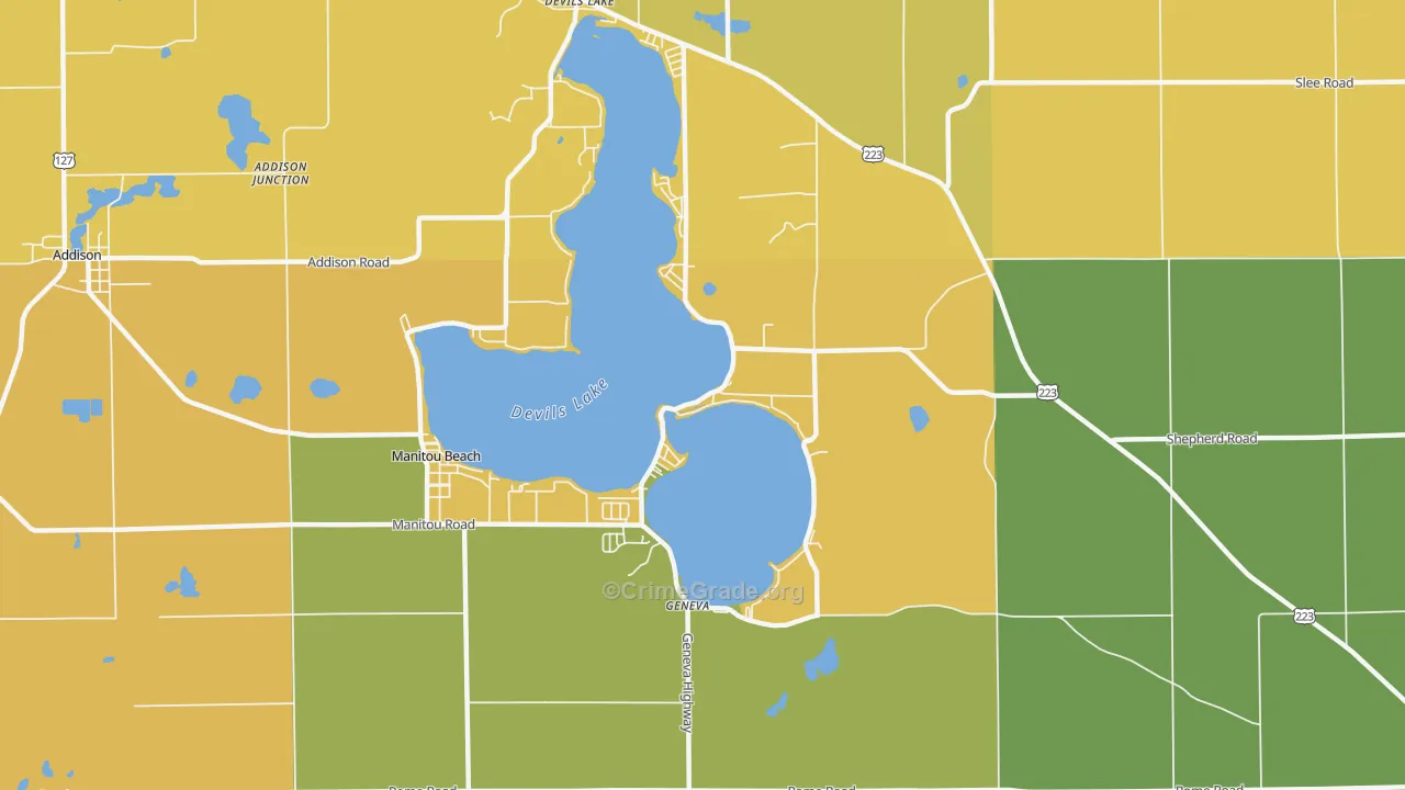 Manitou Beach, MI Map of Burglary Rates