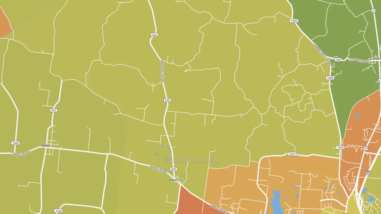 Manitou, KY Map of Burglary Rates
