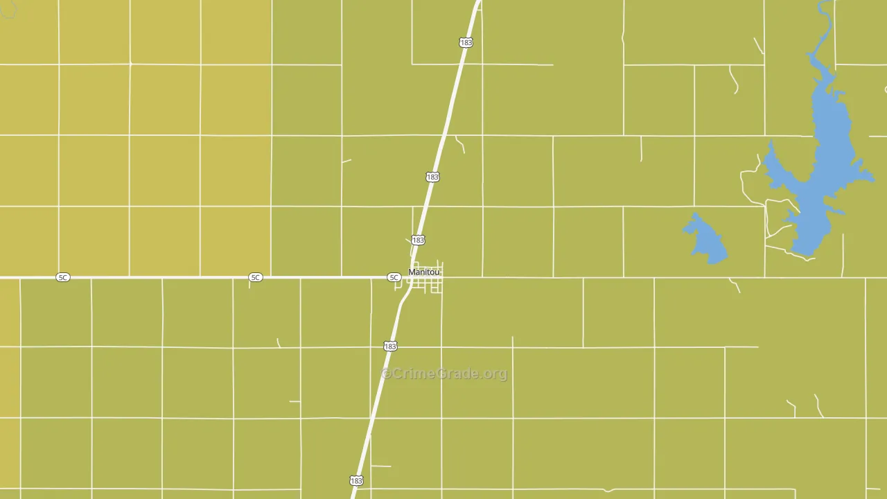 Manitou, OK Map of Burglary Rates