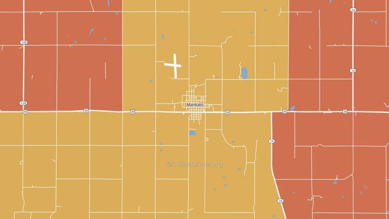 Mankato, KS Map of Burglary Rates