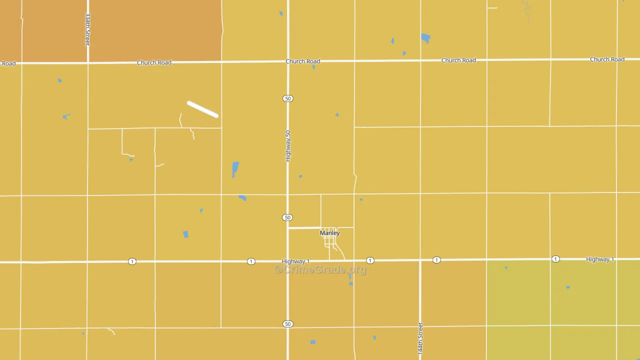 Manley, NE Map of Burglary Rates