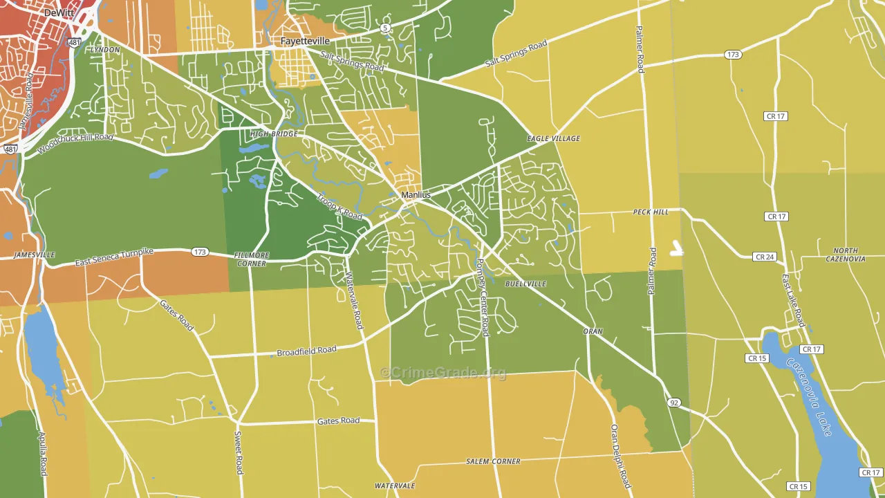 Manlius, NY Map of Burglary Rates