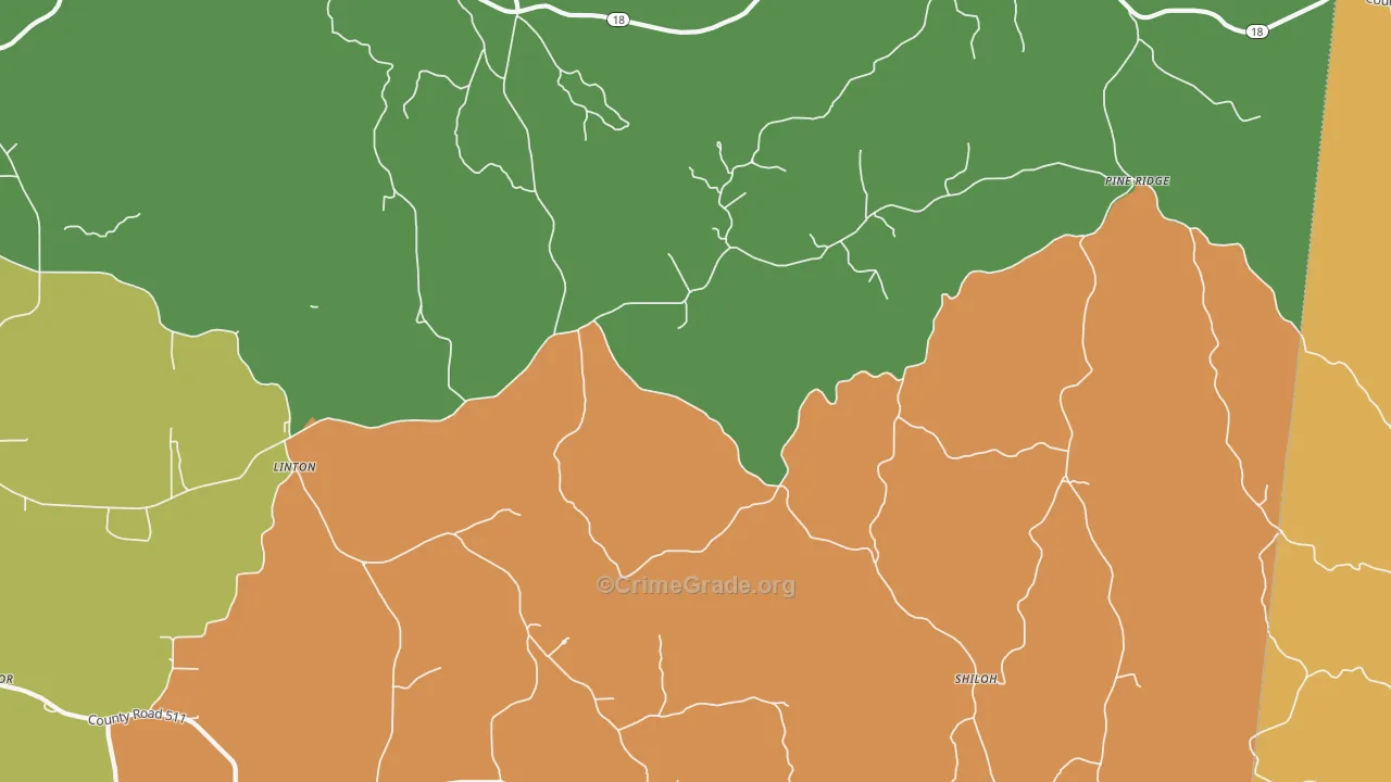 Mannassa, MS Map of Burglary Rates