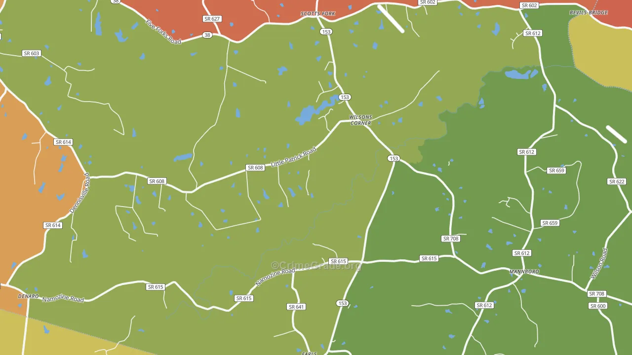 Mannboro, VA Map of Burglary Rates