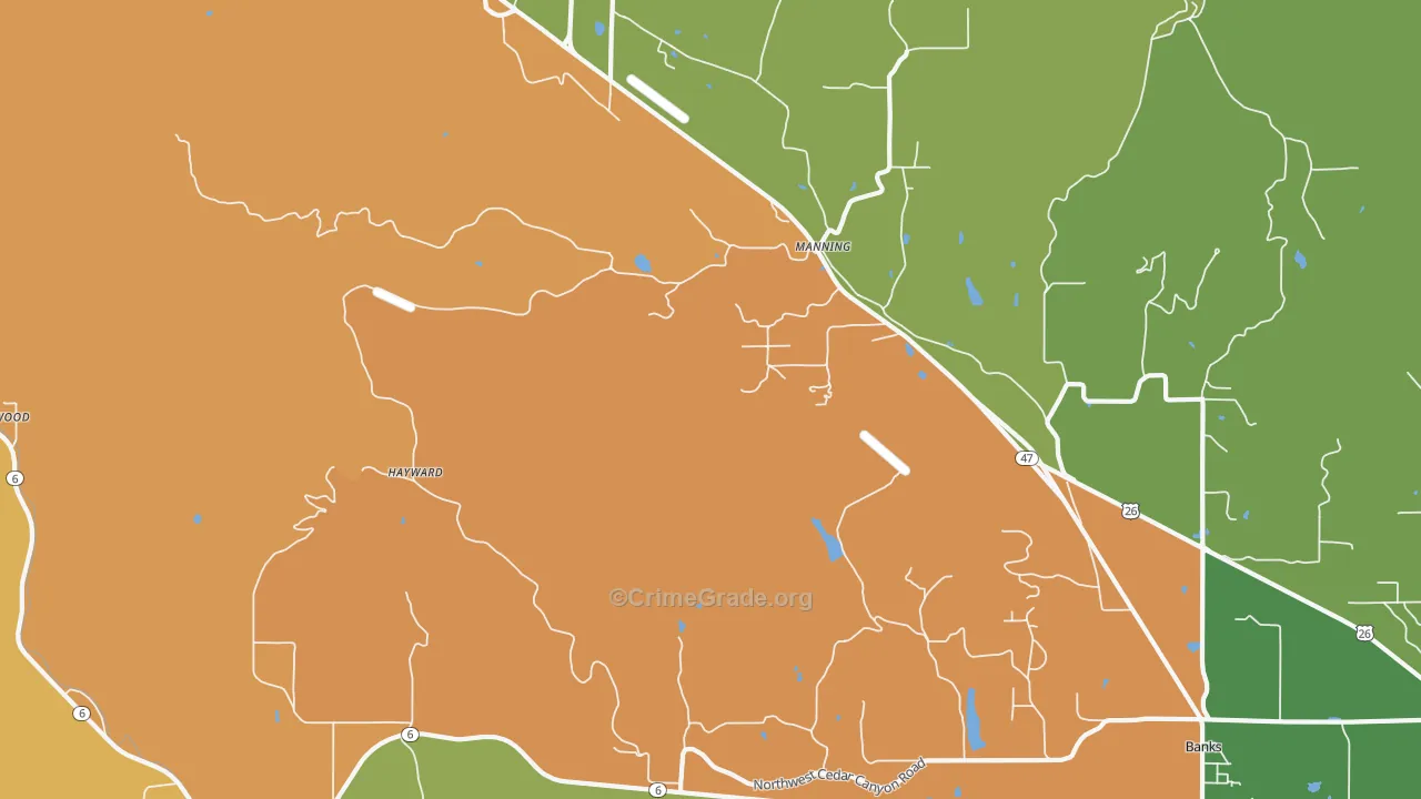 Manning, OR Map of Burglary Rates