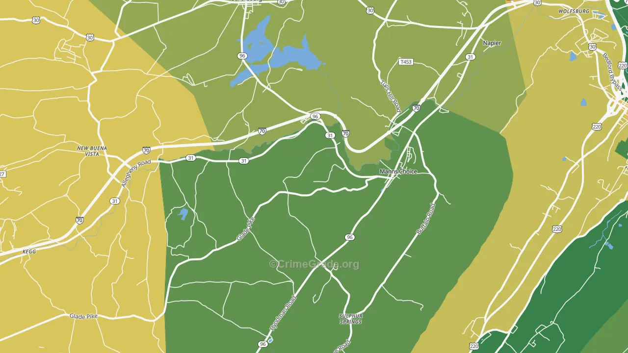 Manns Choice, PA Map of Burglary Rates