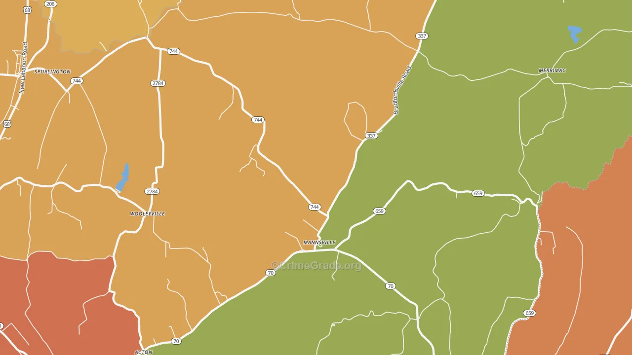 Mannsville, KY Map of Burglary Rates