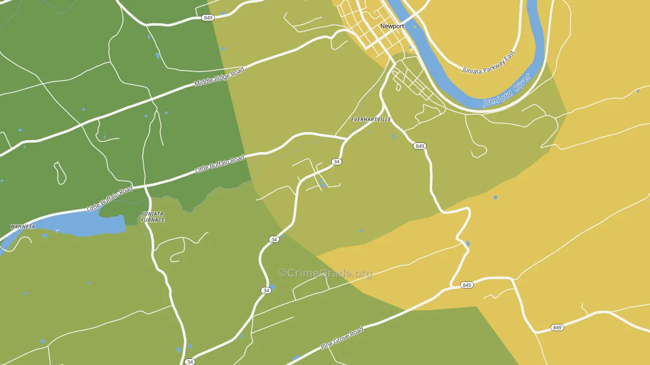 Mannsville, PA Map of Burglary Rates