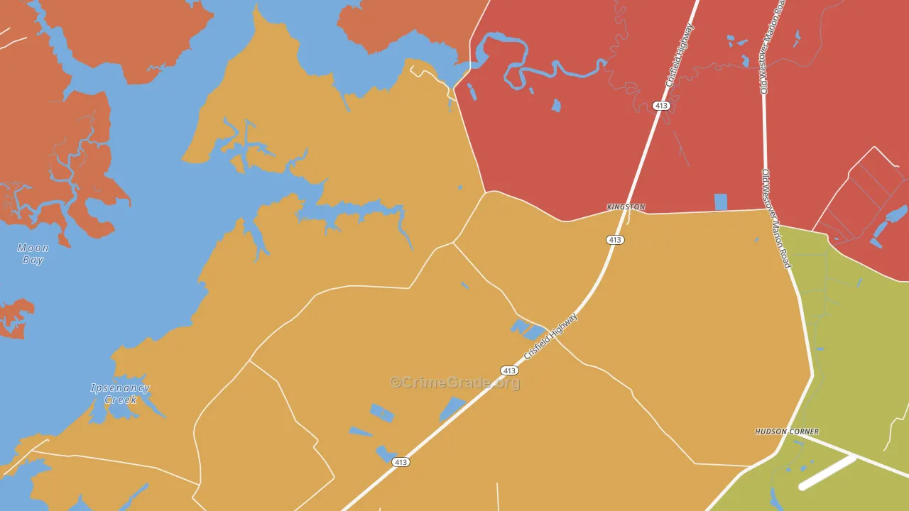 Manokin, MD Map of Burglary Rates