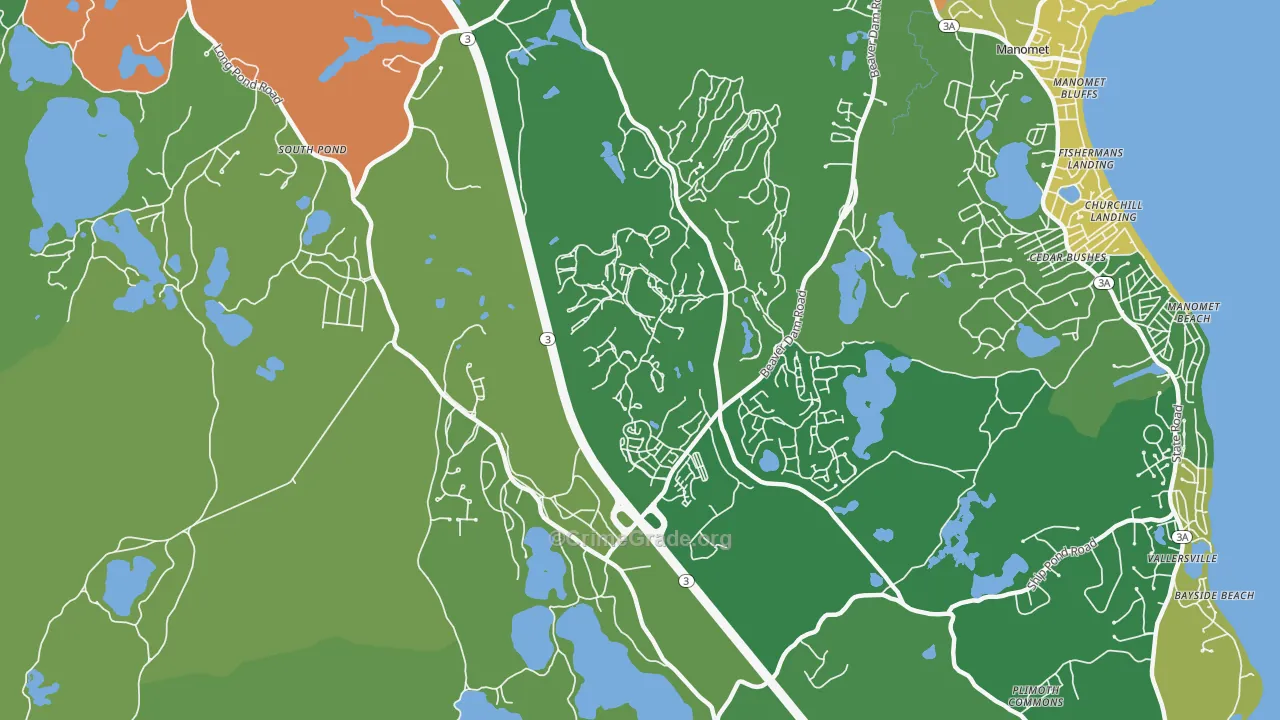 Manomet, MA Map of Burglary Rates