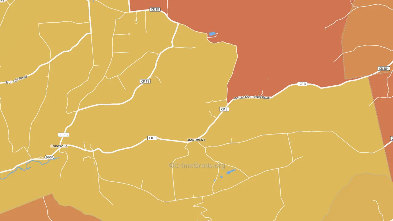 Manor Kill, NY Map of Burglary Rates