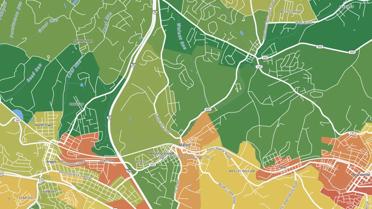 Manor, PA Map of Burglary Rates