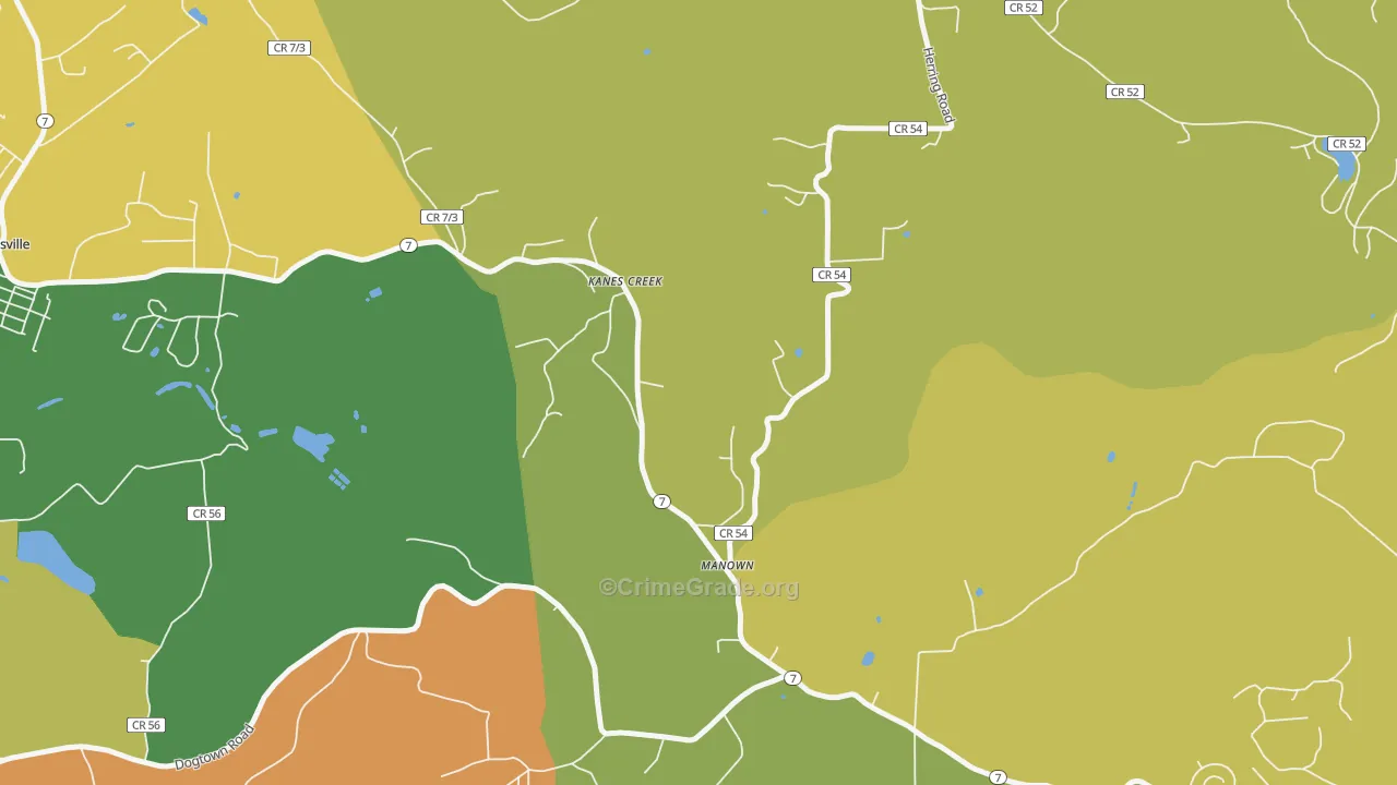 Manown, WV Map of Burglary Rates