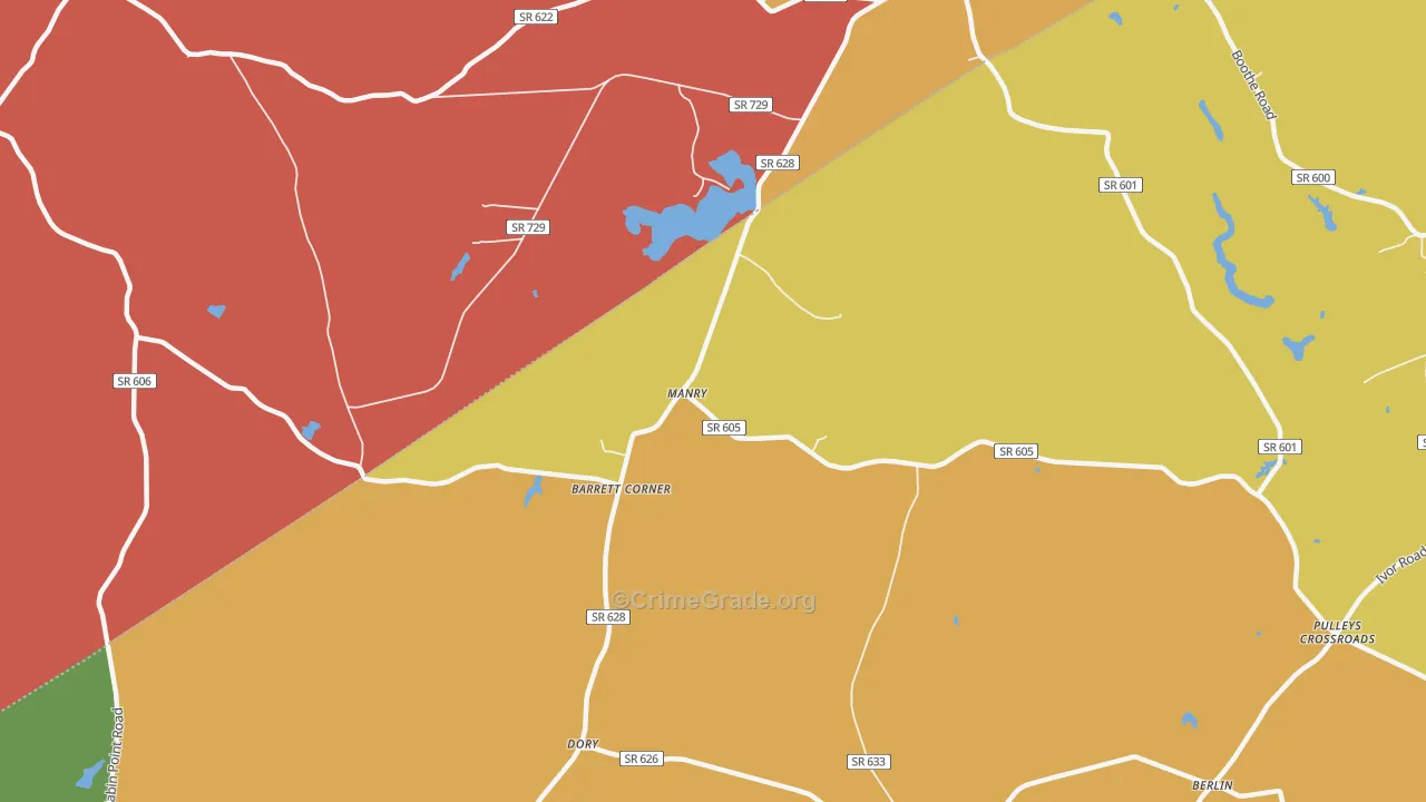 Manry, VA Map of Burglary Rates