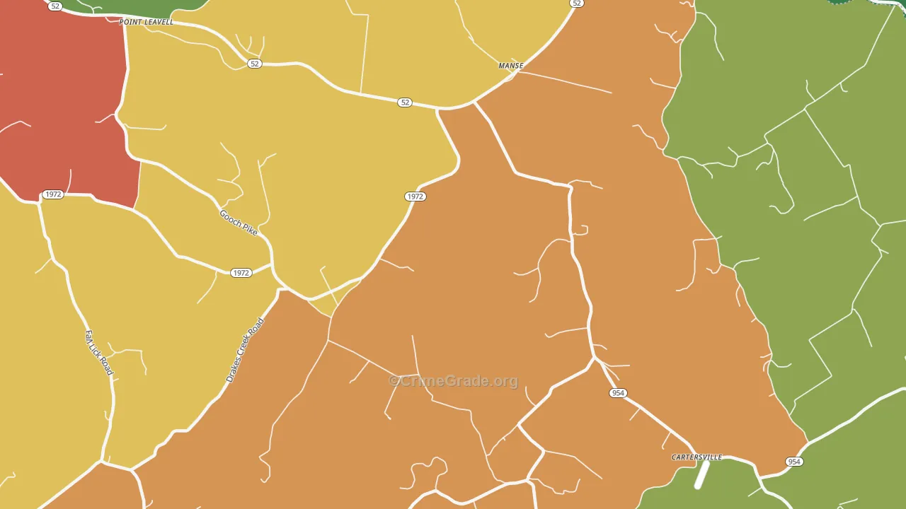 Manse, KY Map of Burglary Rates