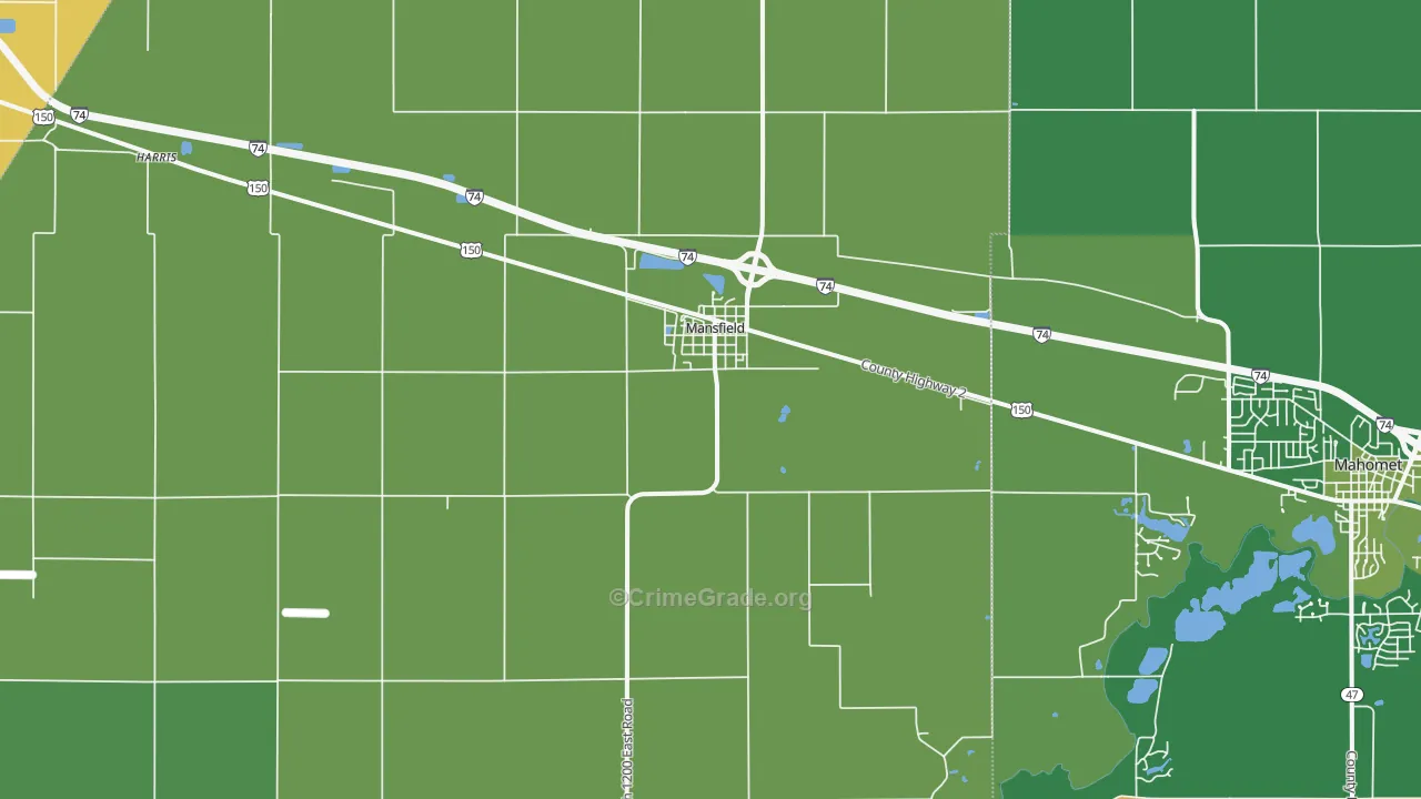 Mansfield, IL Map of Burglary Rates