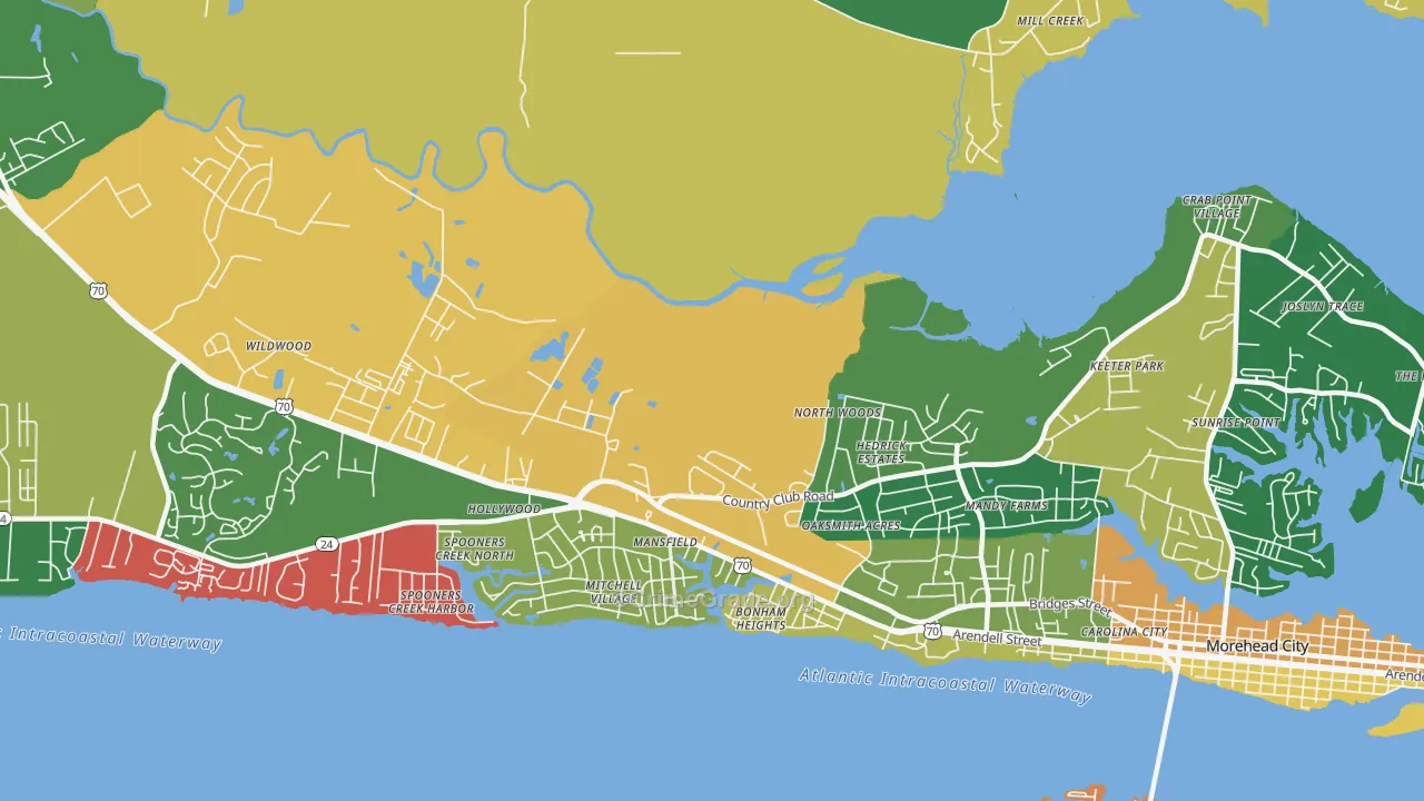 Mansfield, NC Map of Burglary Rates