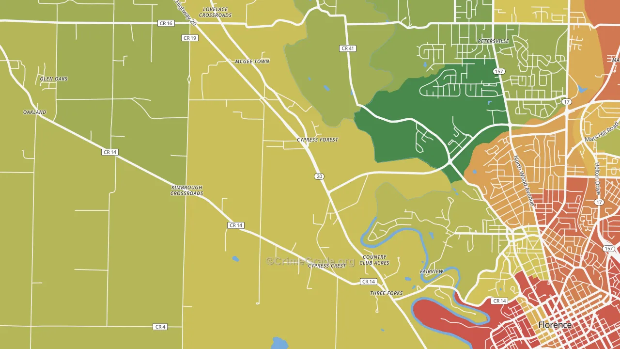 Mansion View, AL Map of Burglary Rates