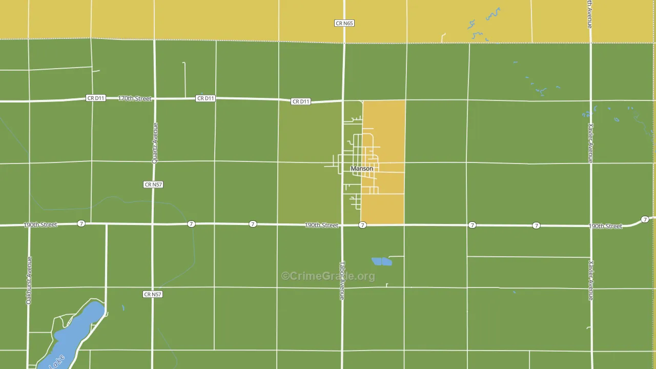 Manson, IA Map of Burglary Rates
