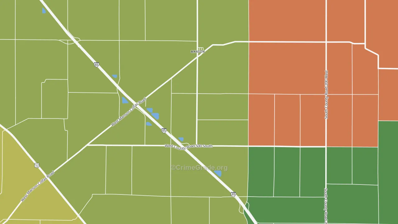Manson, IN Map of Burglary Rates