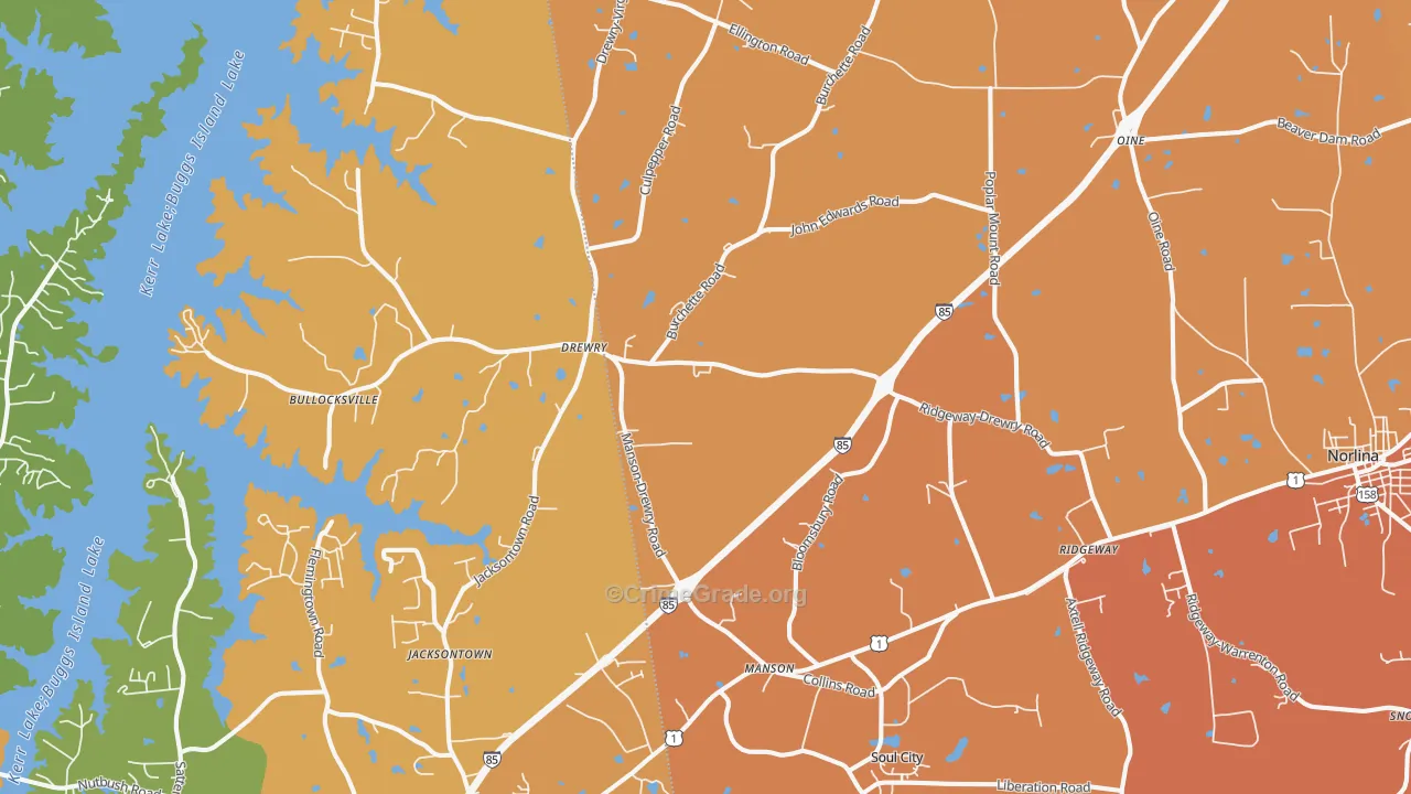Manson, NC Map of Burglary Rates