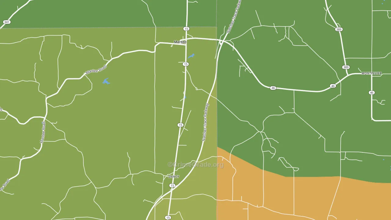 Mantee, MS Map of Burglary Rates