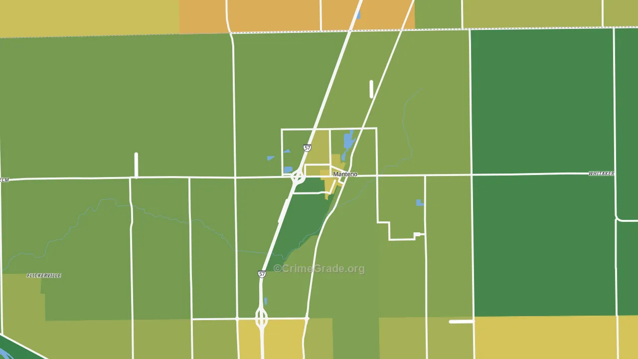 Manteno, IL Map of Burglary Rates
