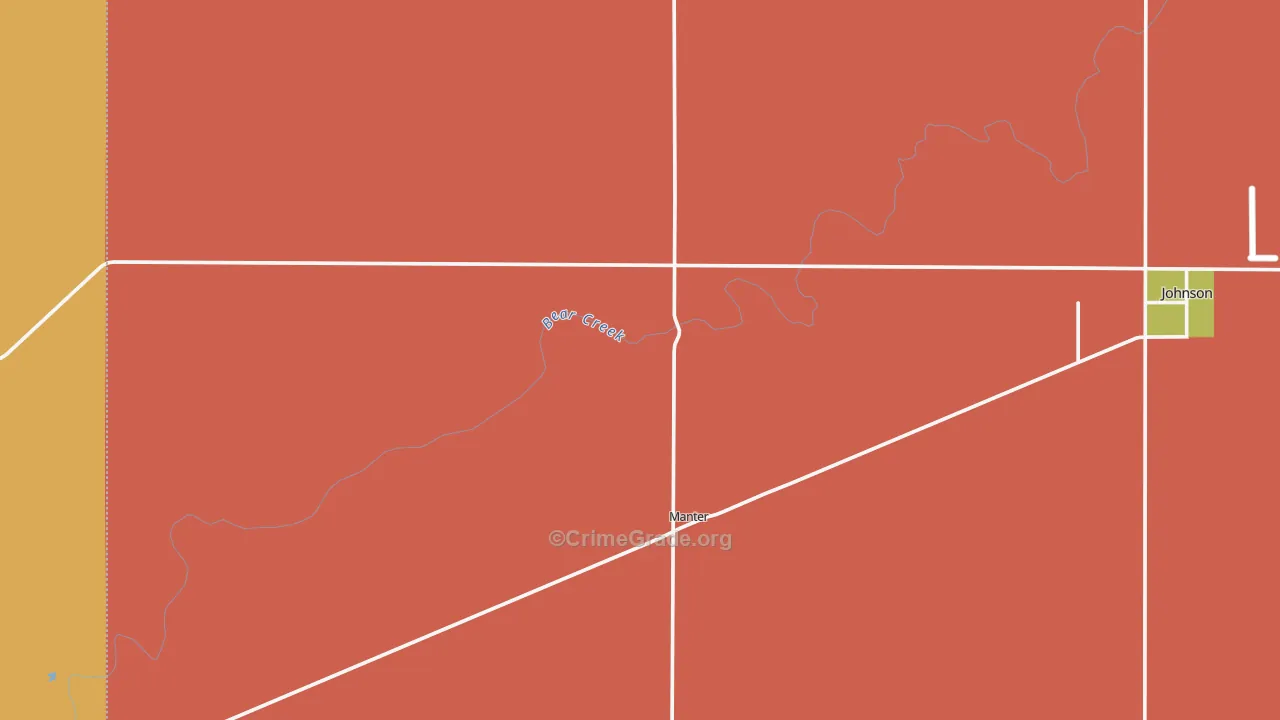 Manter, KS Map of Burglary Rates