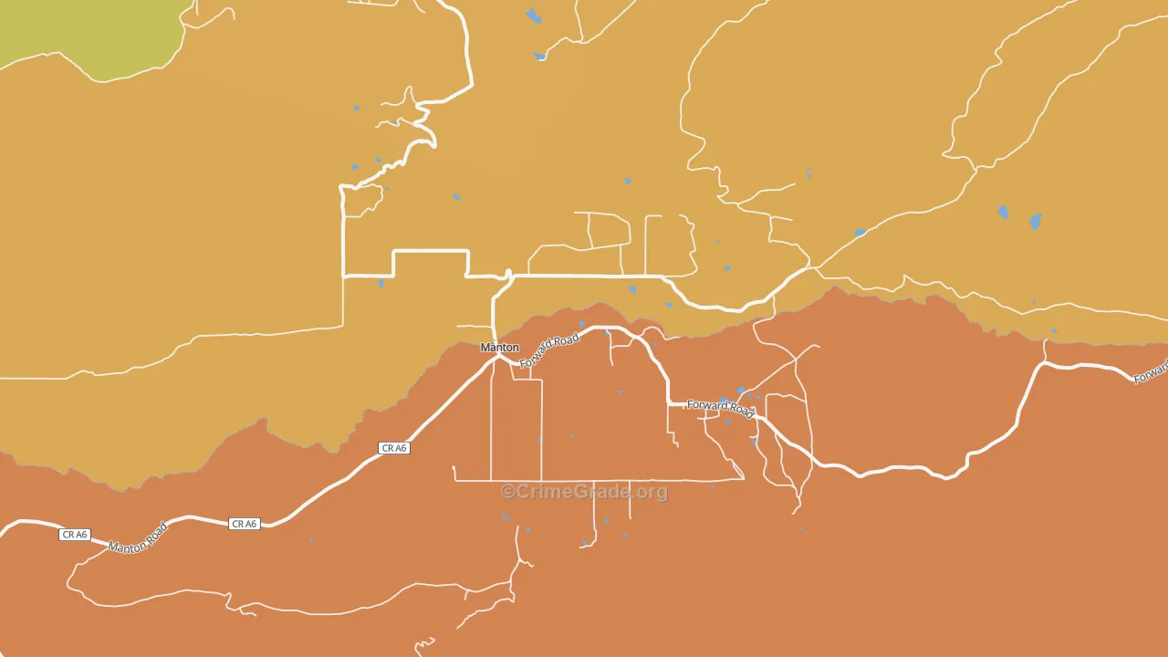 Manton, CA Map of Burglary Rates