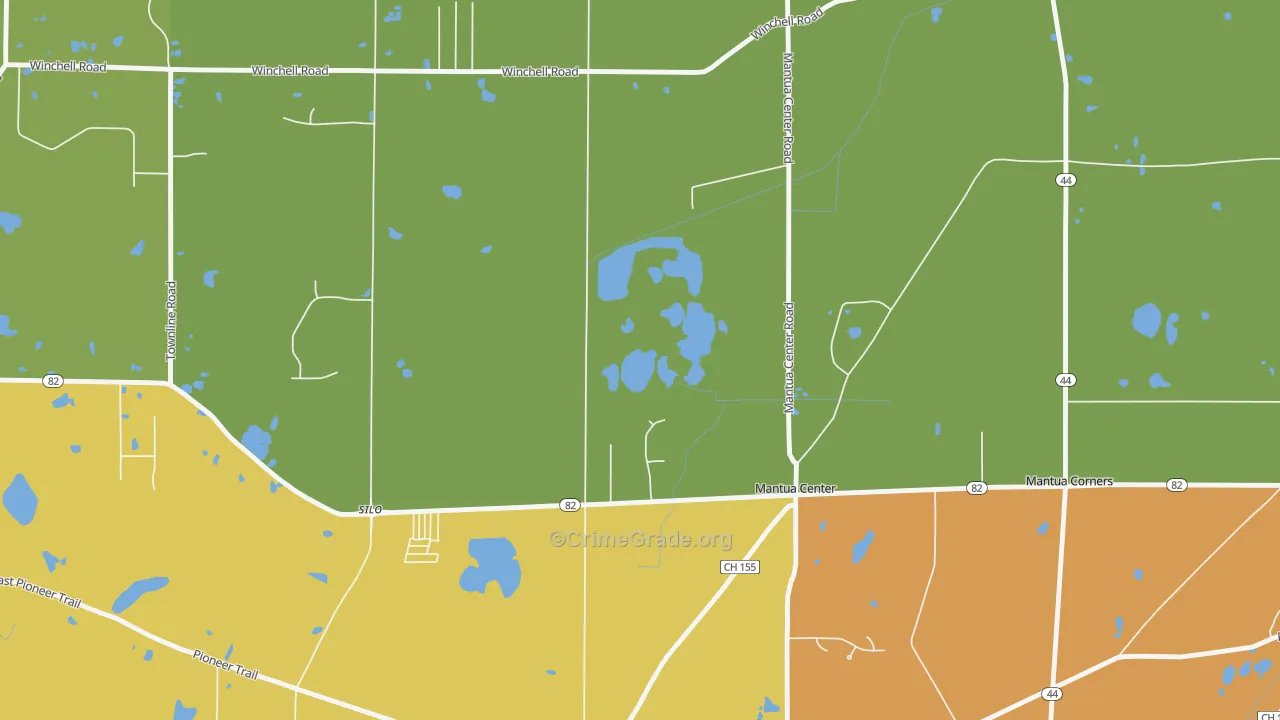 Mantua Center, OH Map of Burglary Rates
