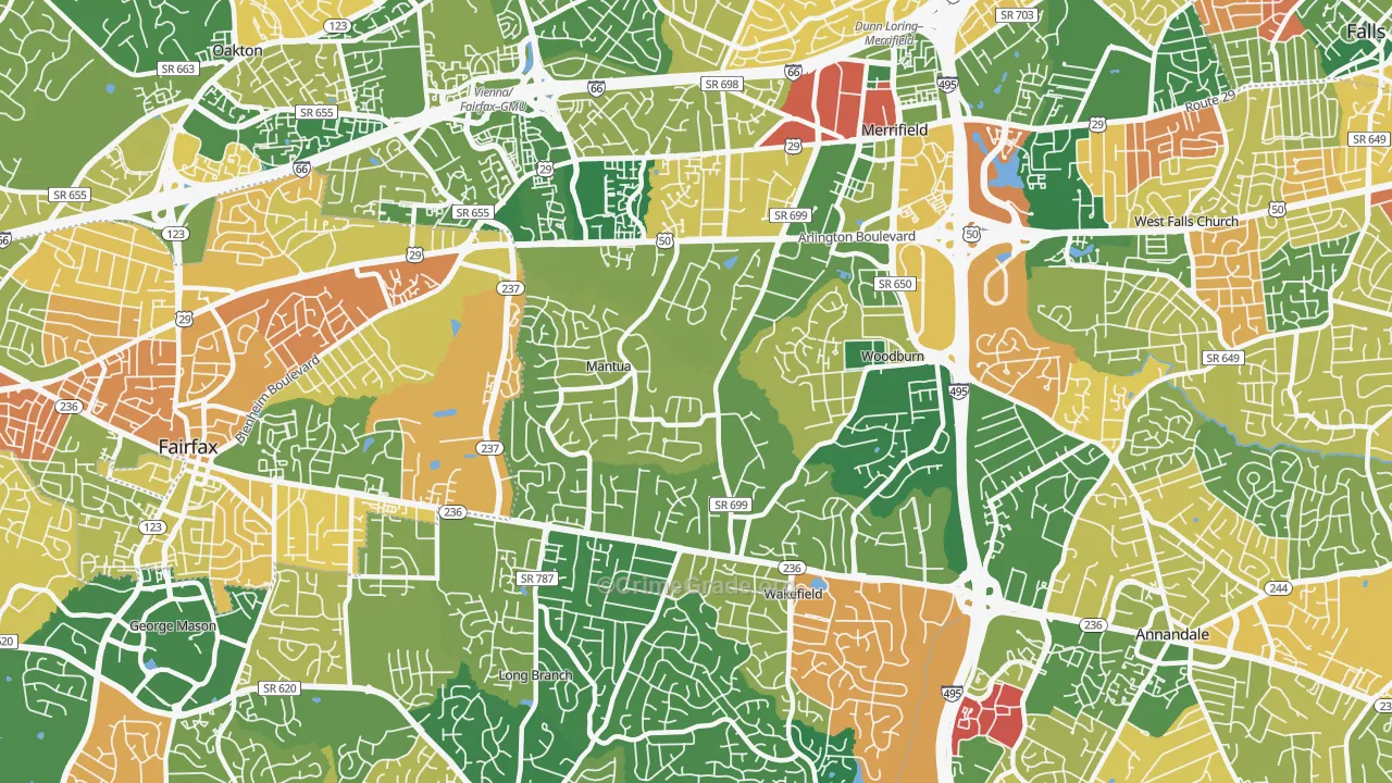 Mantua, Fairfax, VA Map of Burglary Rates