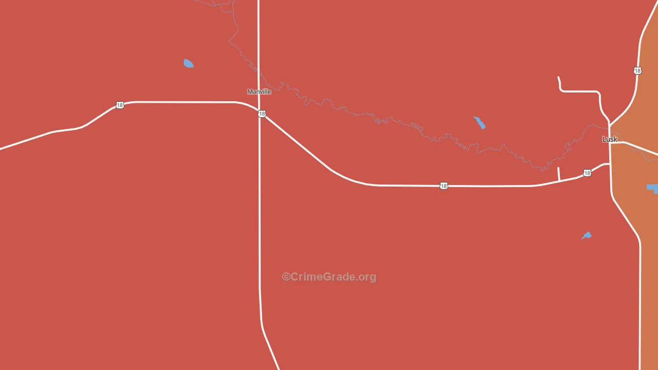 Manville, WY Map of Burglary Rates