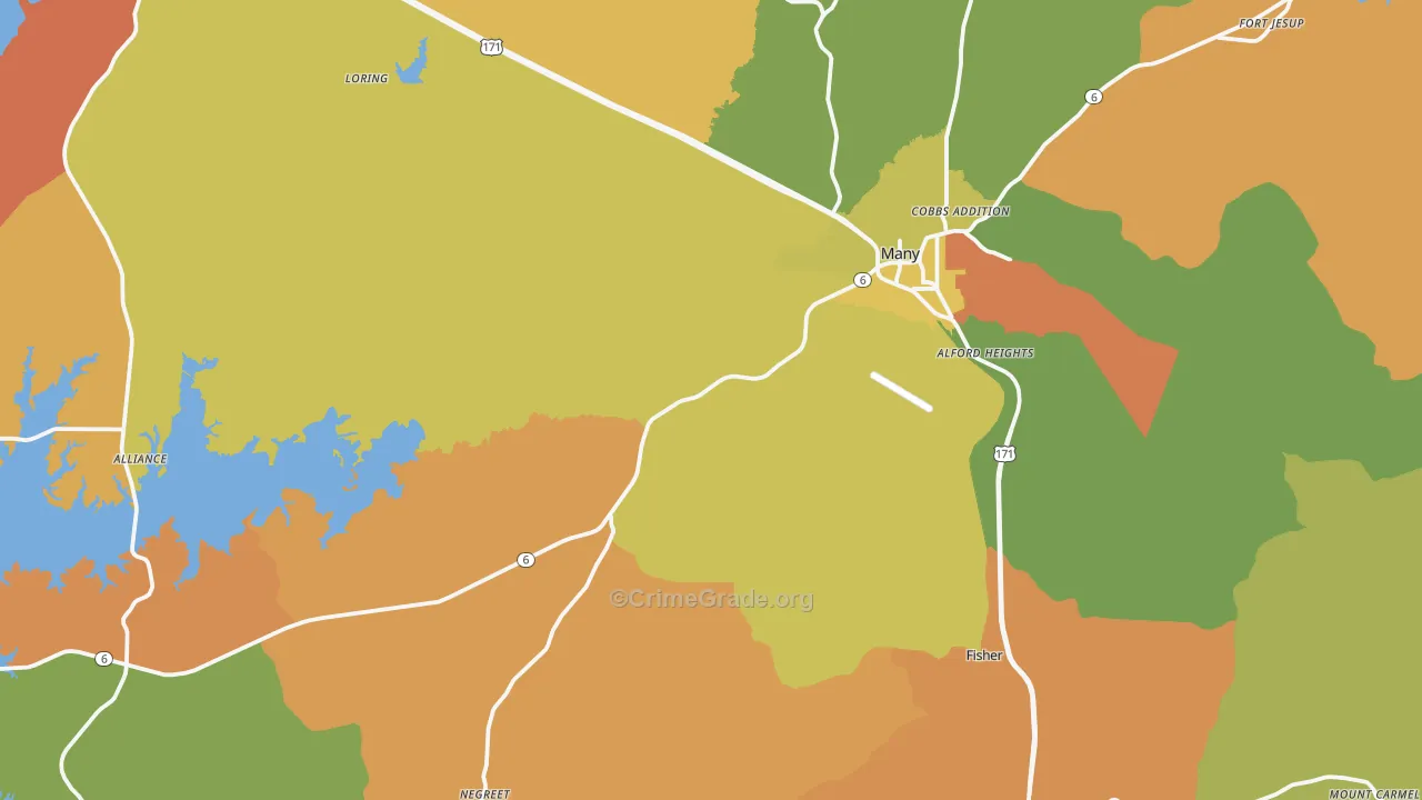 Many, LA Map of Burglary Rates