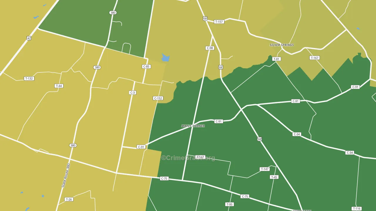 Maple Corner, OH Map of Burglary Rates
