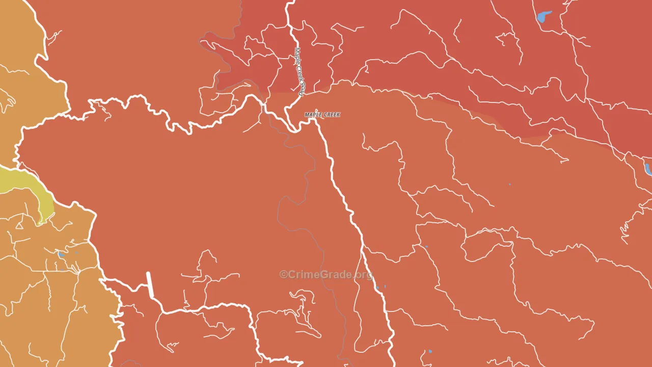 Maple Creek, CA Map of Burglary Rates