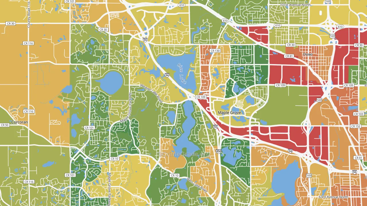 Maple Grove, MN Map of Burglary Rates