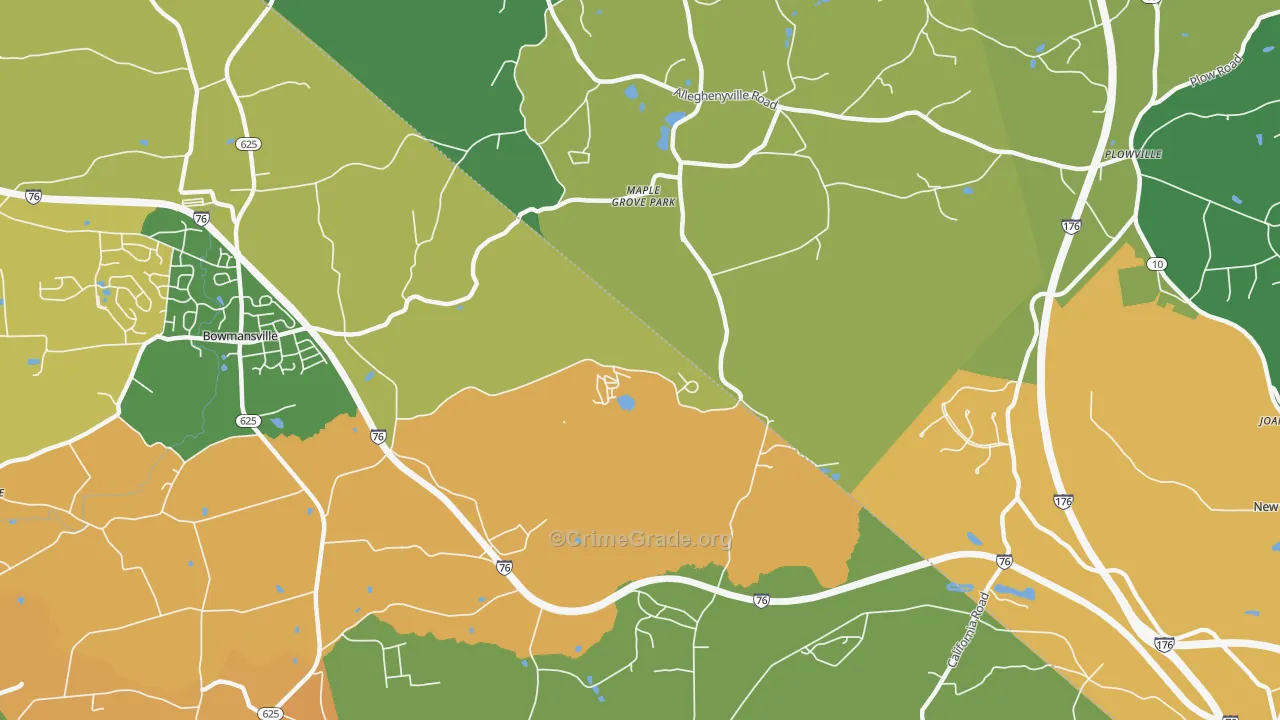 Maple Grove Park, PA Map of Burglary Rates