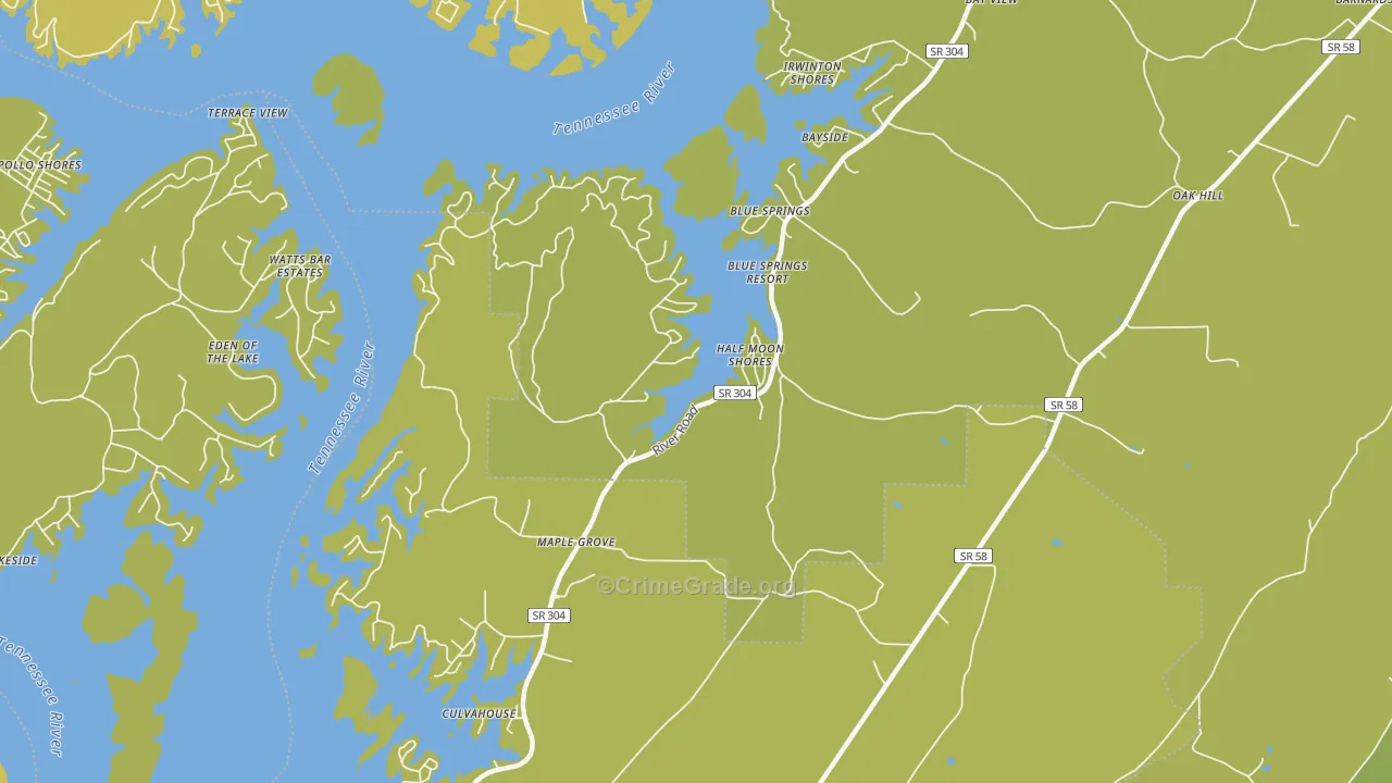Maple Grove, TN Map of Burglary Rates