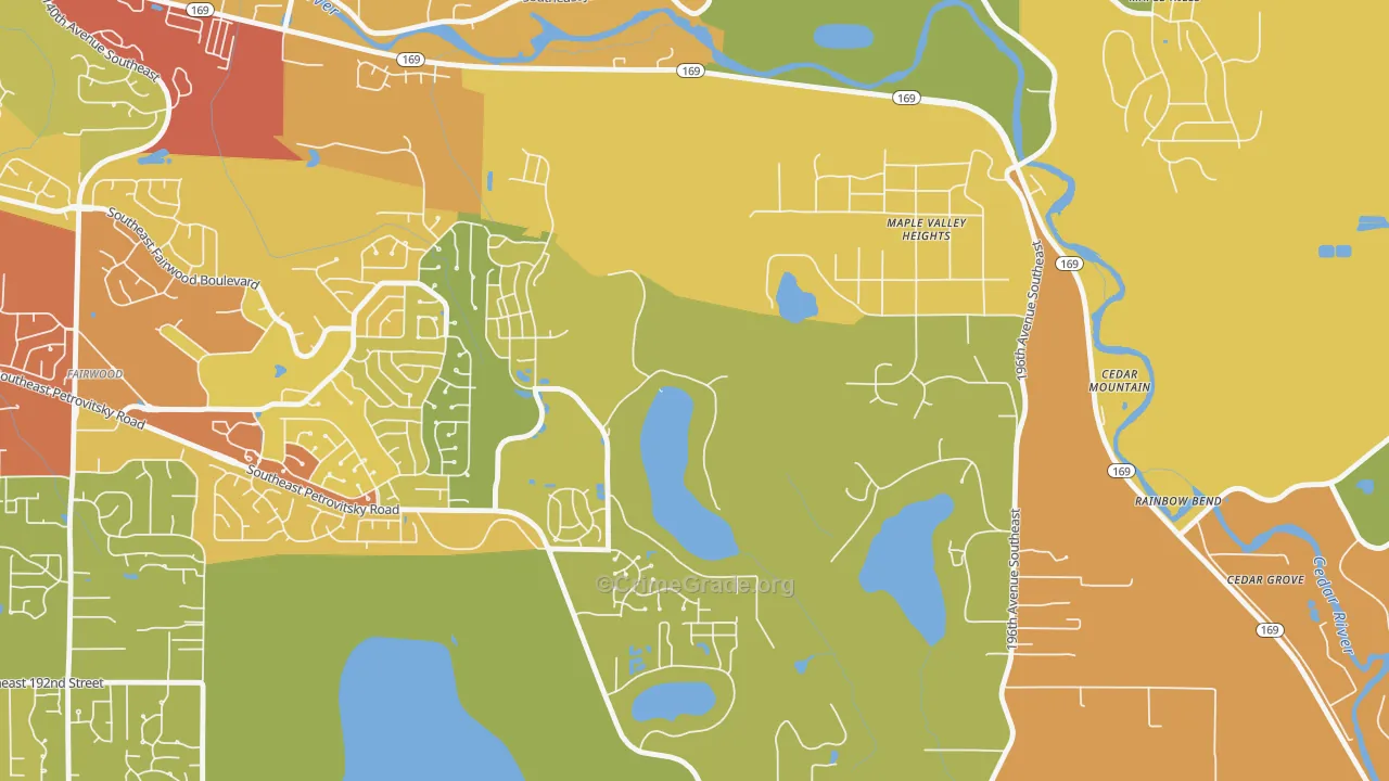 Maple Heights-Lake Desire, Renton, WA Map of Burglary Rates